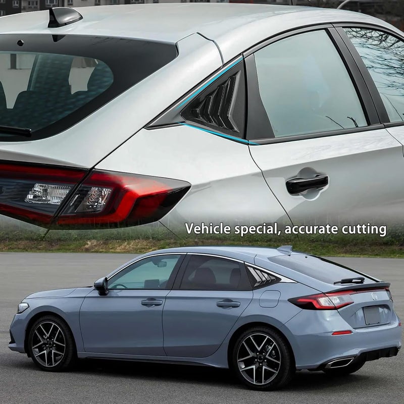 Thenice for 11th Gen Civic Racing Style Rear Side Window Louvers Air Vent Scoop Shades Cover Blinds Compatible with Honda Civic Hatchabck Type R 2022 2023 2024 -Carbon Fiber Texture - Image 4